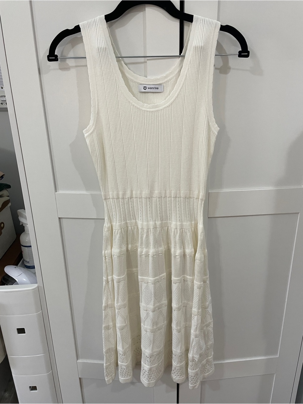 Sleeveless Cream Knit Midi Dress